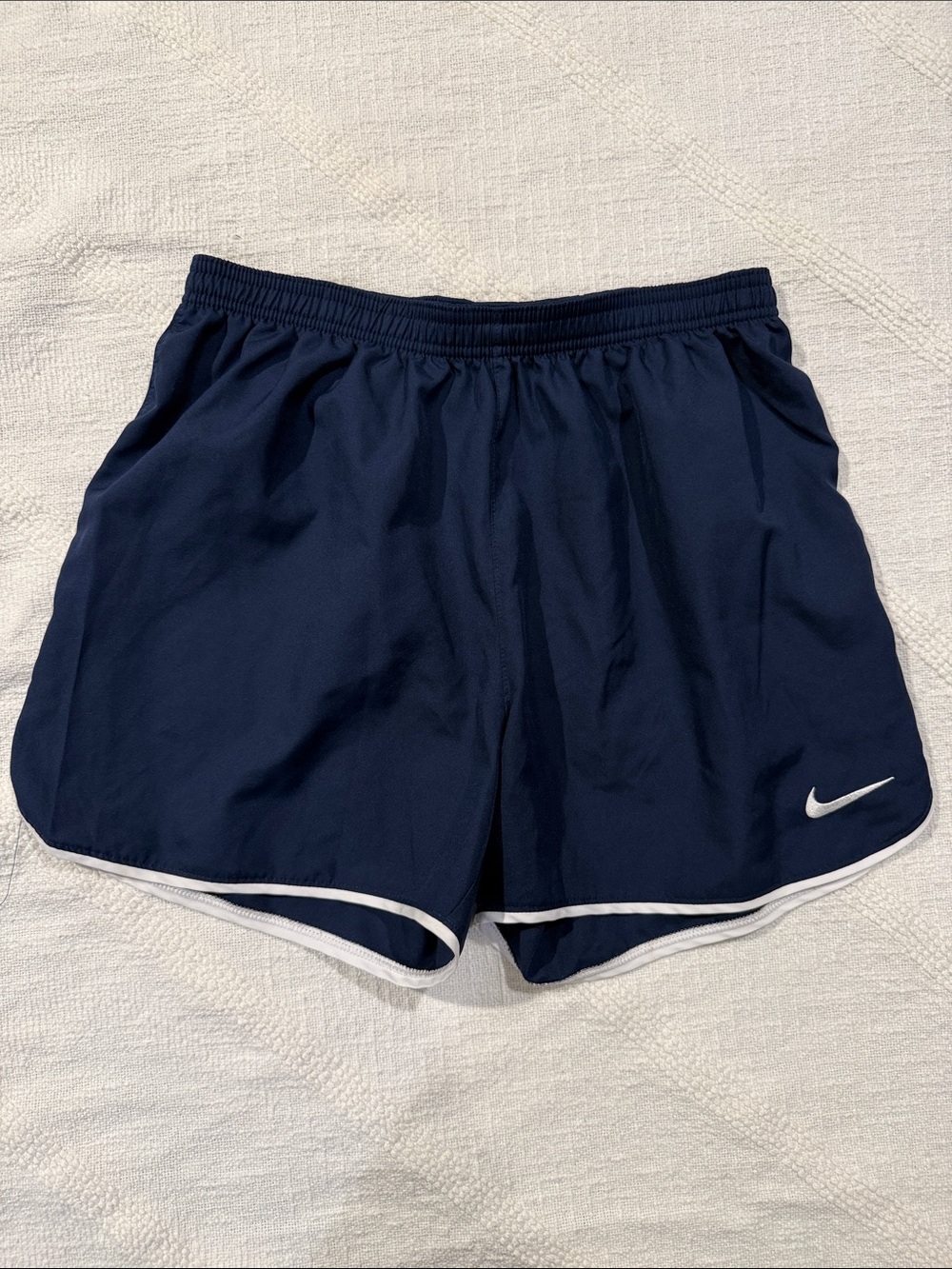 Nike Women's Navy Athletic Shorts with White Trim